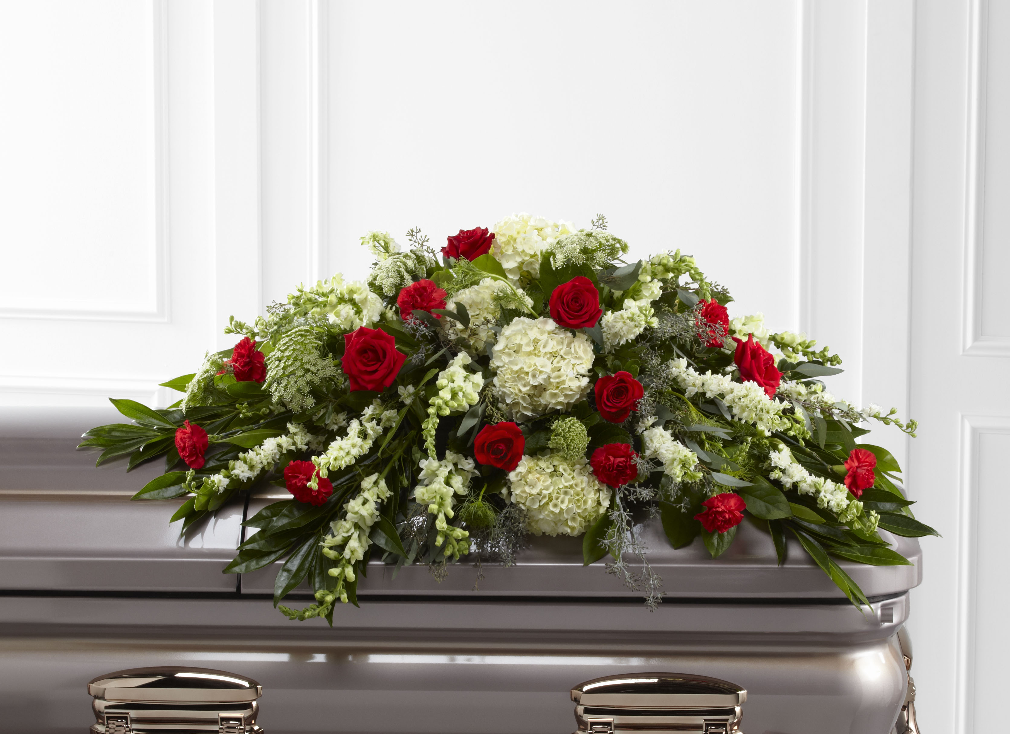 Sincerity Casket Cover in Red & White - Calisis Florist